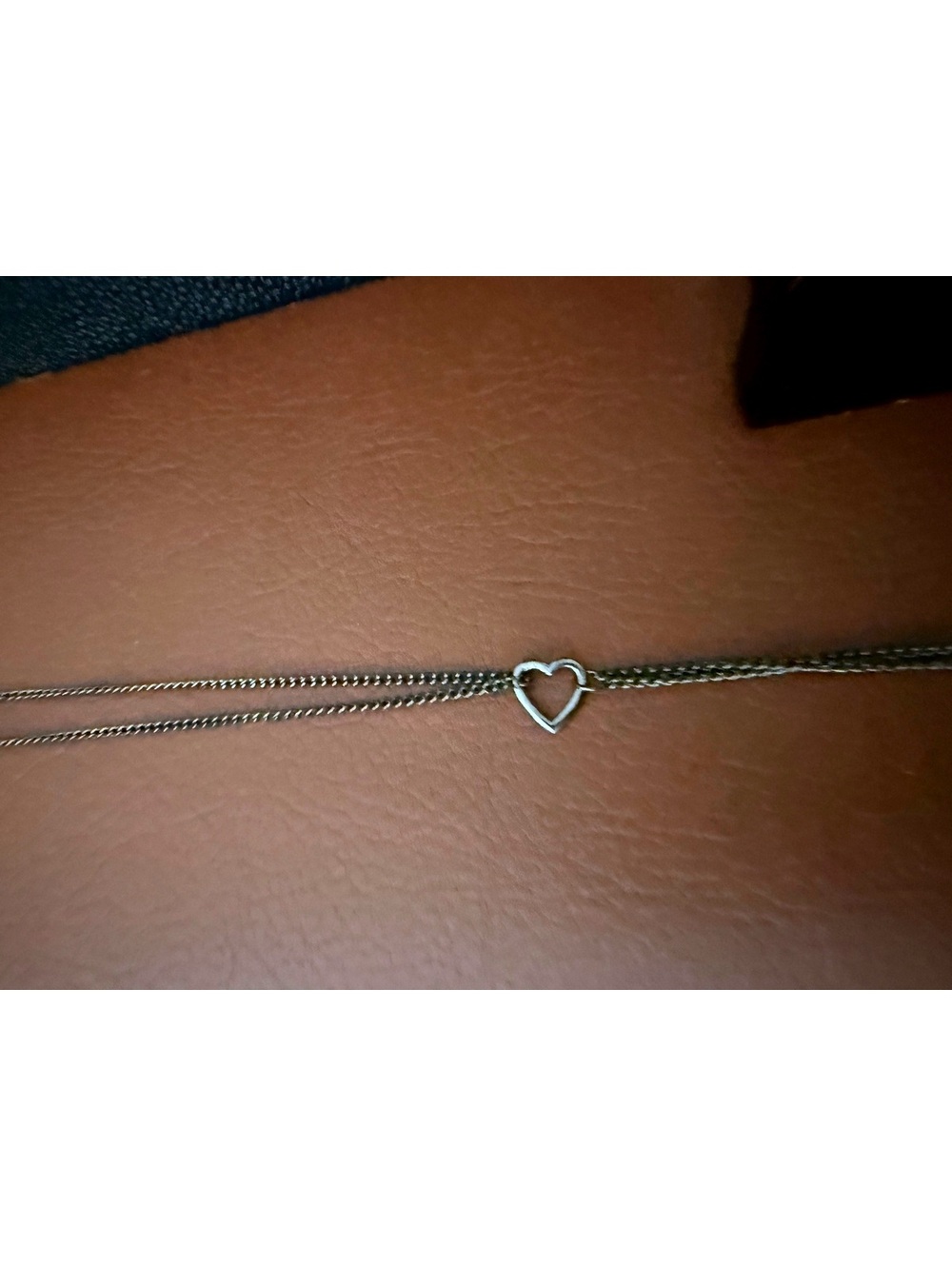 Long Double heart necklace single strand y2k 2000 college